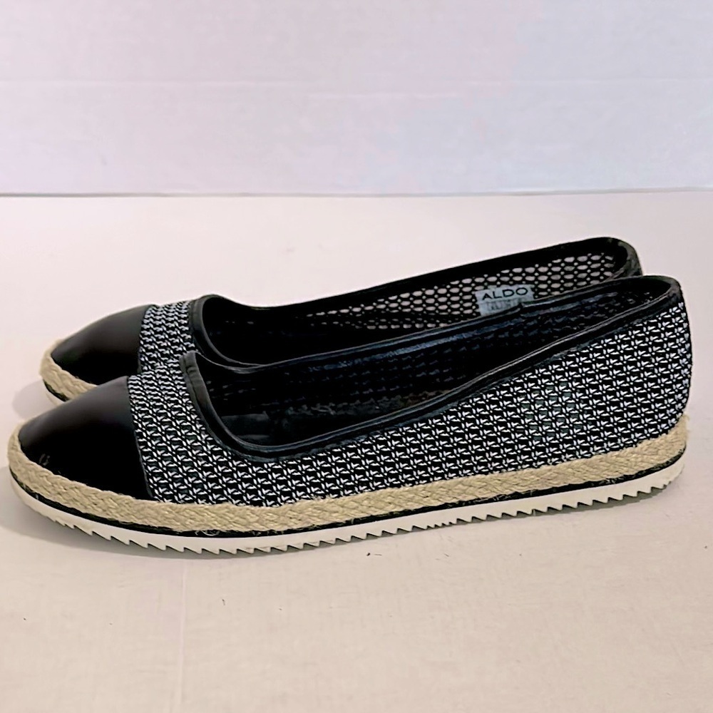 ALDO Black and White Women's Espadrille ballet Flats 8.5 - Picture 6 of 12